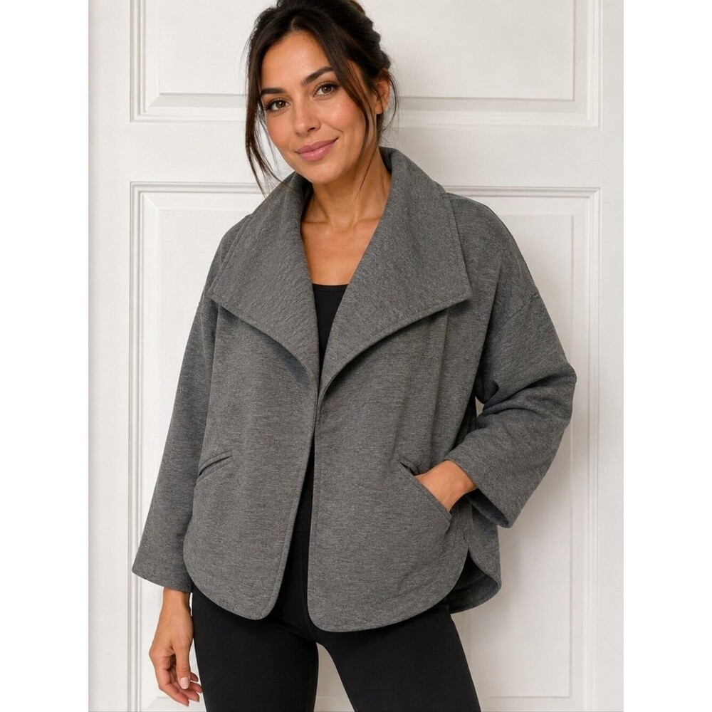 Mighty Well Friend in the Fight Gray Open Front Jacket One Size Draped Cardigan